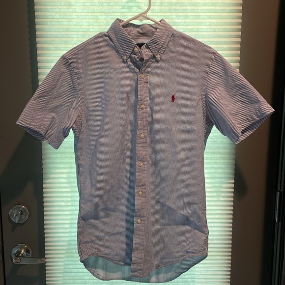 Men’s Small Polo Ralph Lauren Seersucker Shortsleeve Button Up - Picture 2 of 4